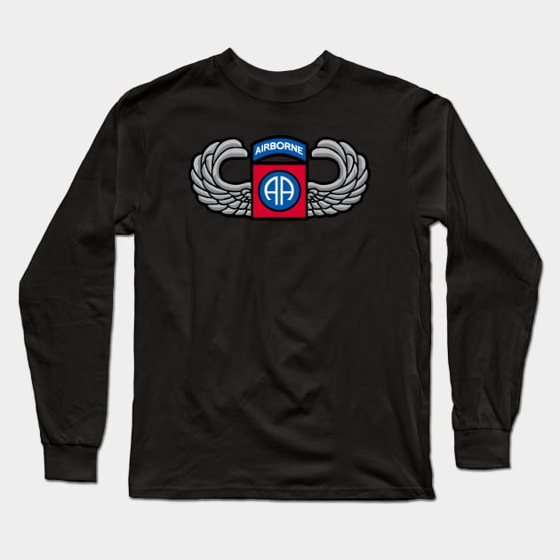 82nd Airborne Jump Wings Long Sleeve T-Shirt by Trent Tides